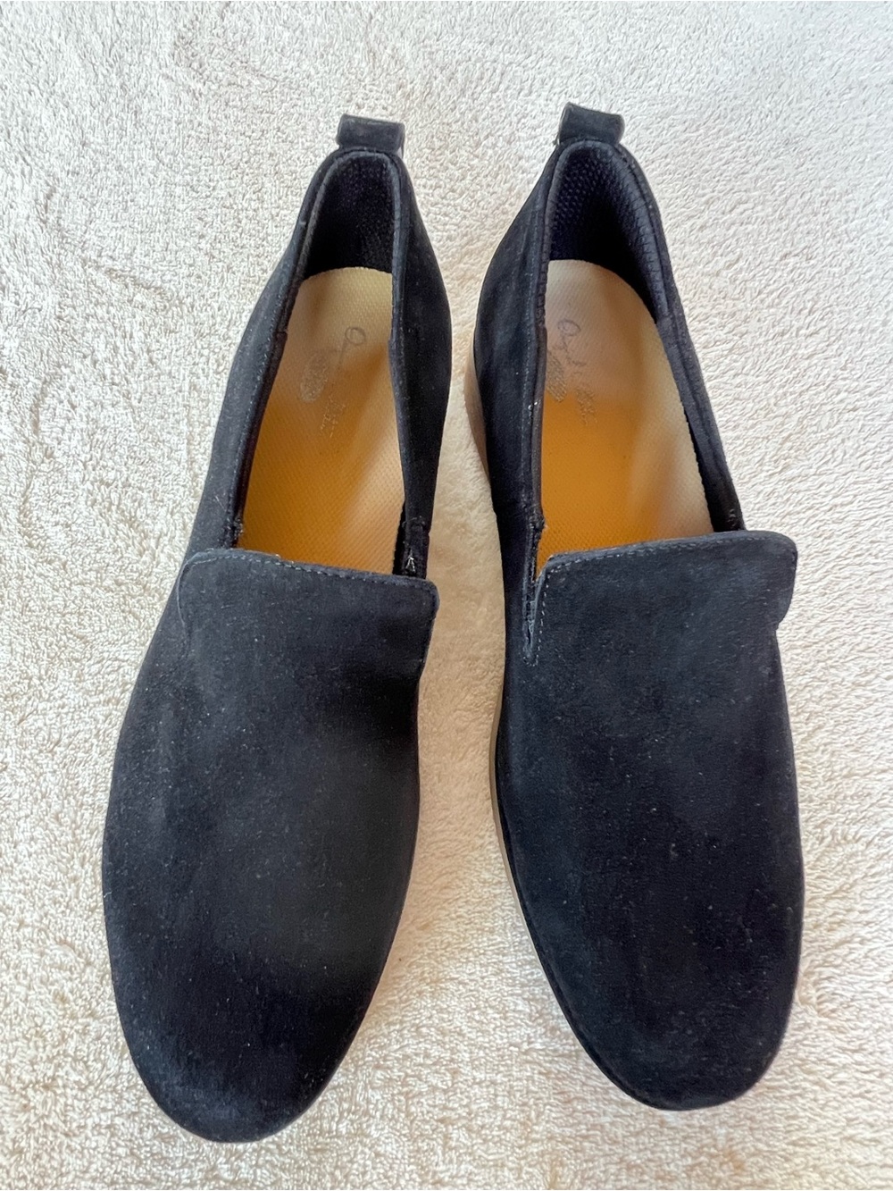 DR SCHOLLS BLACK SUEDE LEATHER SLIP ON LOAFERS STACKED LOW HEEL SIZE 7.5 - Picture 8 of 13